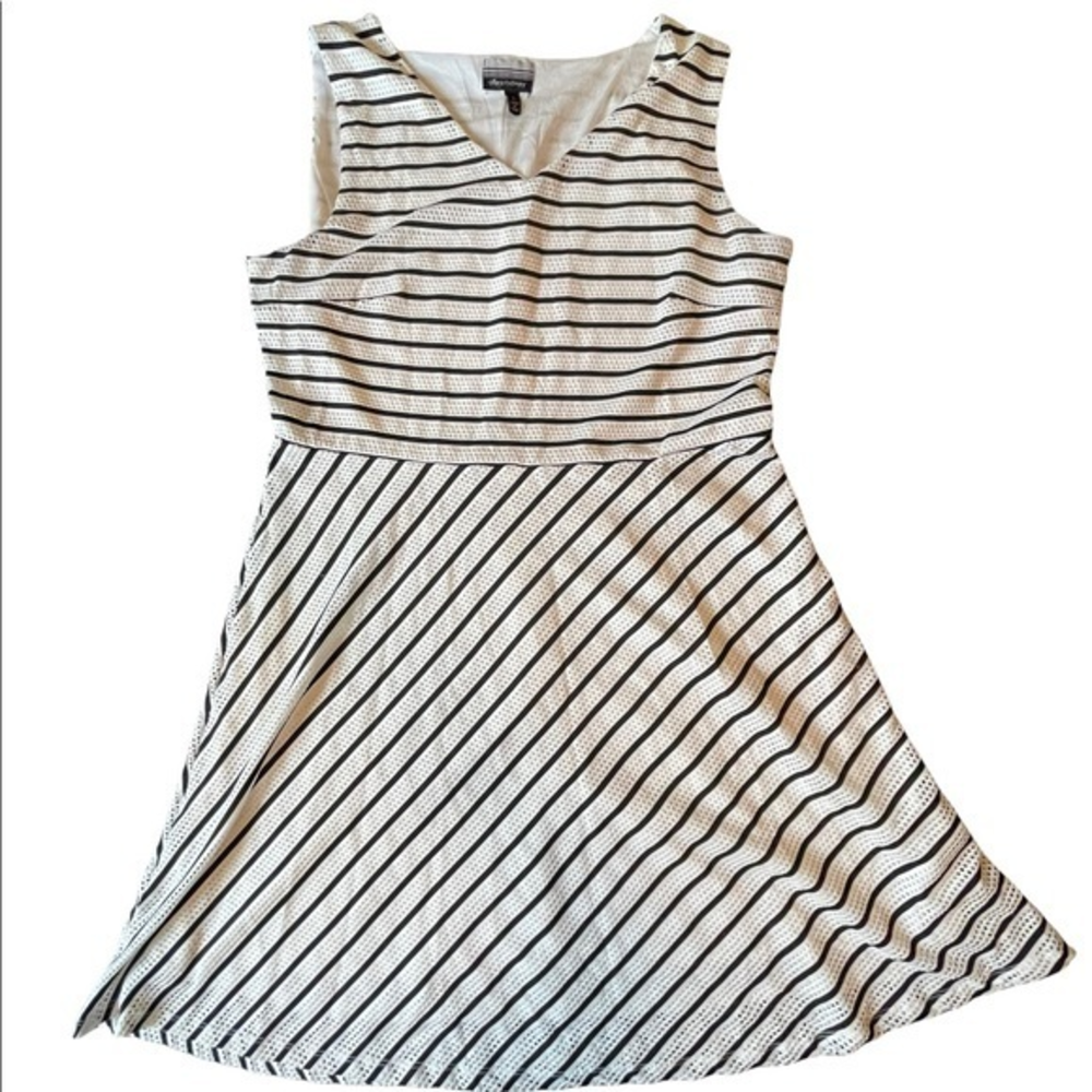 🐞Allison Brittney Women’s Large Dress Black White Diagonal Stripes 